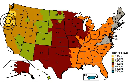 UPS transit days with marker
